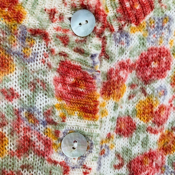 L.O.G.G. by H & M Wool Blend Floral Cardigan Button Up Sweater Size Medium - Picture 3 of 8